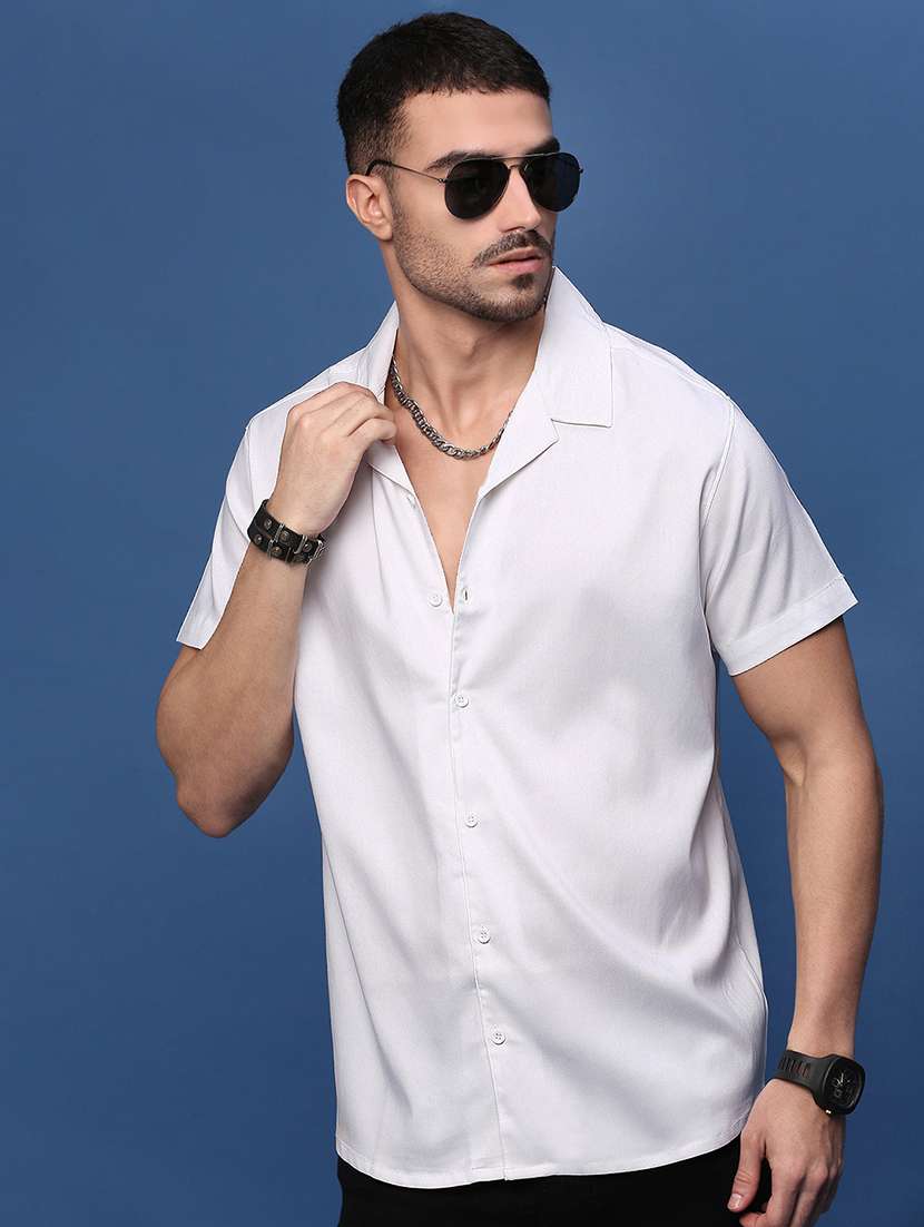 men white solid casual shirt - 21514708 -  Standard Image - 1