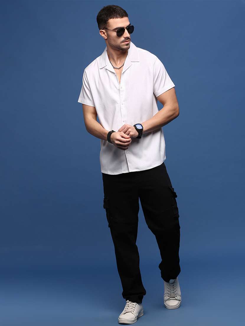 men white solid casual shirt - 21514708 -  Standard Image - 4