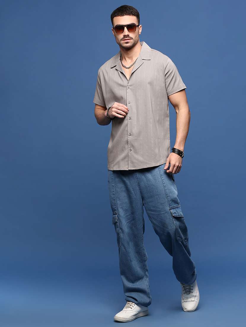 men solids short sleeves casual shirts - 21514710 -  Standard Image - 4