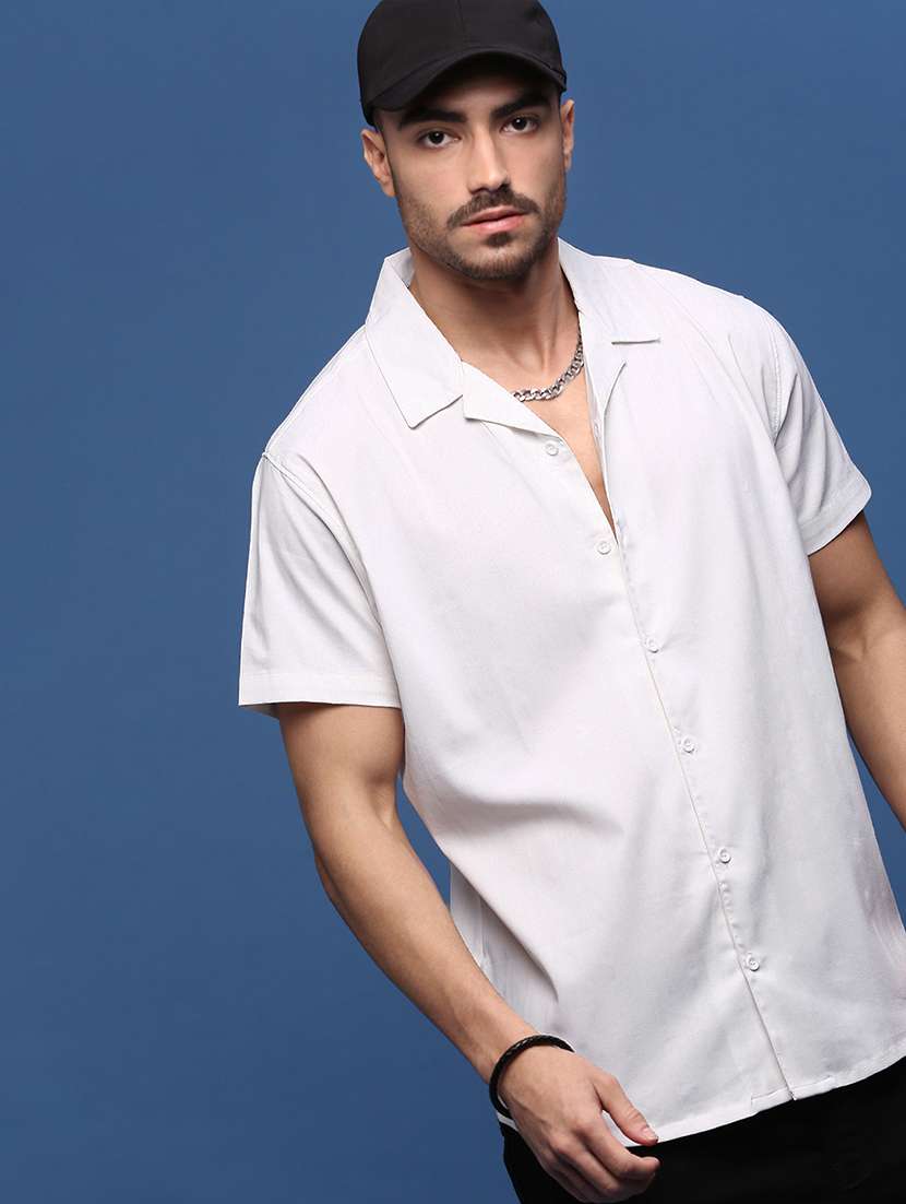men collared solid casual shirt - 21514714 -  Standard Image - 1