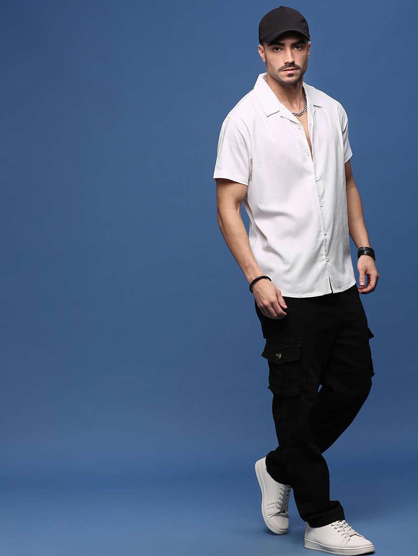 men collared solid casual shirt - 21514714 -  Standard Image - 4