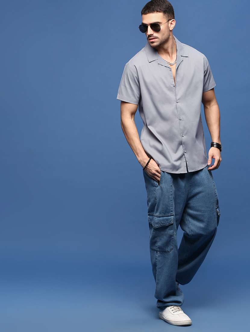 men solids short sleeves casual shirts - 21514723 -  Standard Image - 4