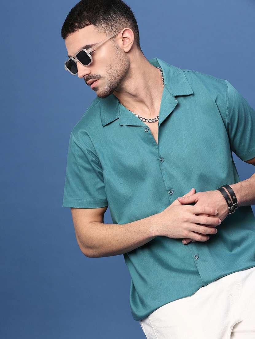 men collared solid casual shirt - 21514725 -  Standard Image - 1