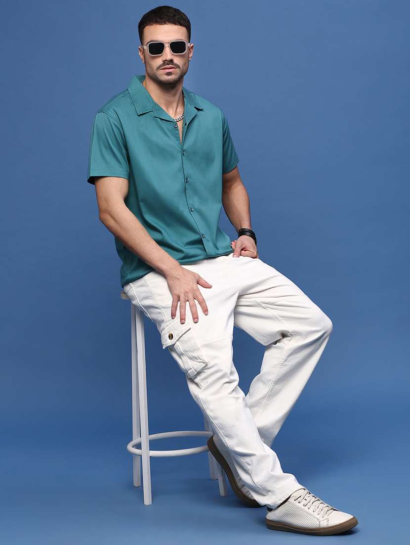 men collared solid casual shirt - 21514725 -  Standard Image - 4
