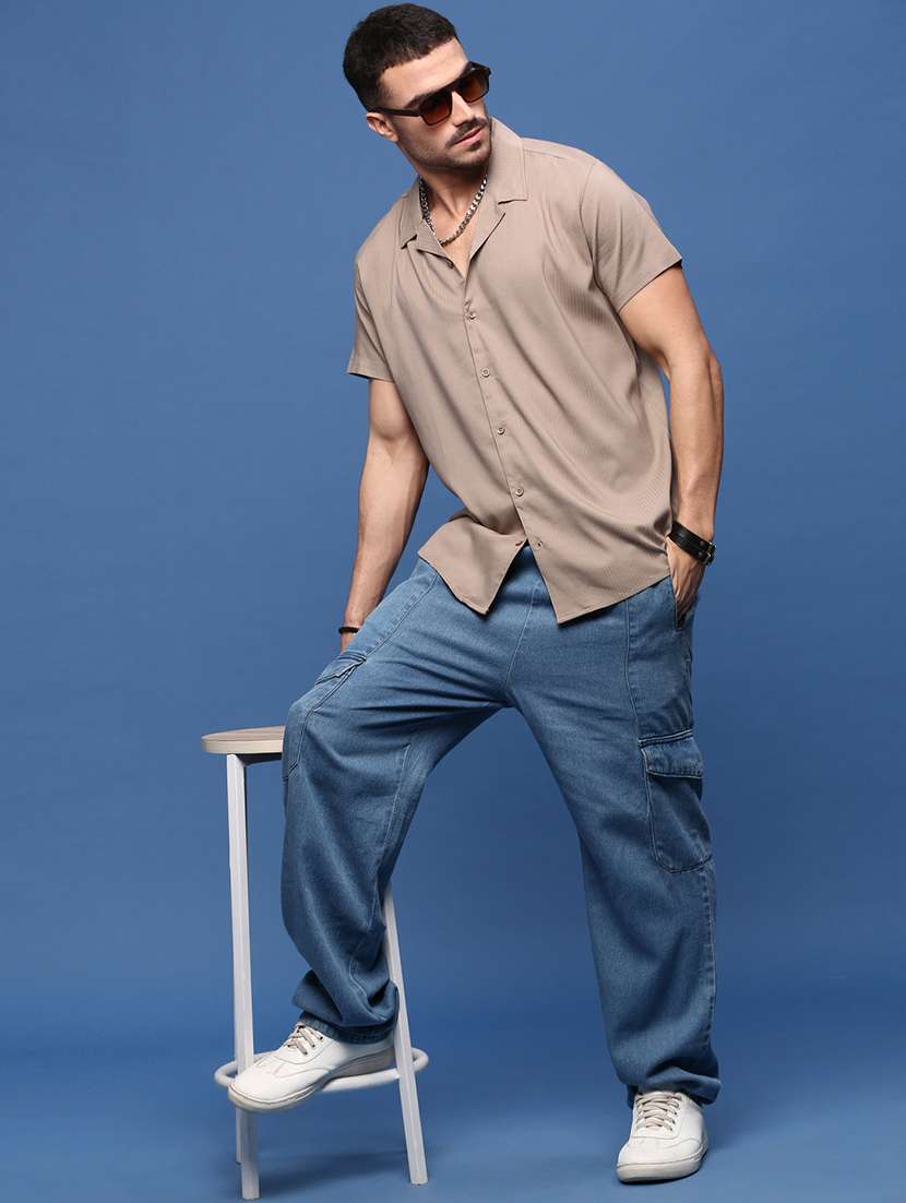 men brown cotton blend casual shirt - 21514728 -  Standard Image - 4