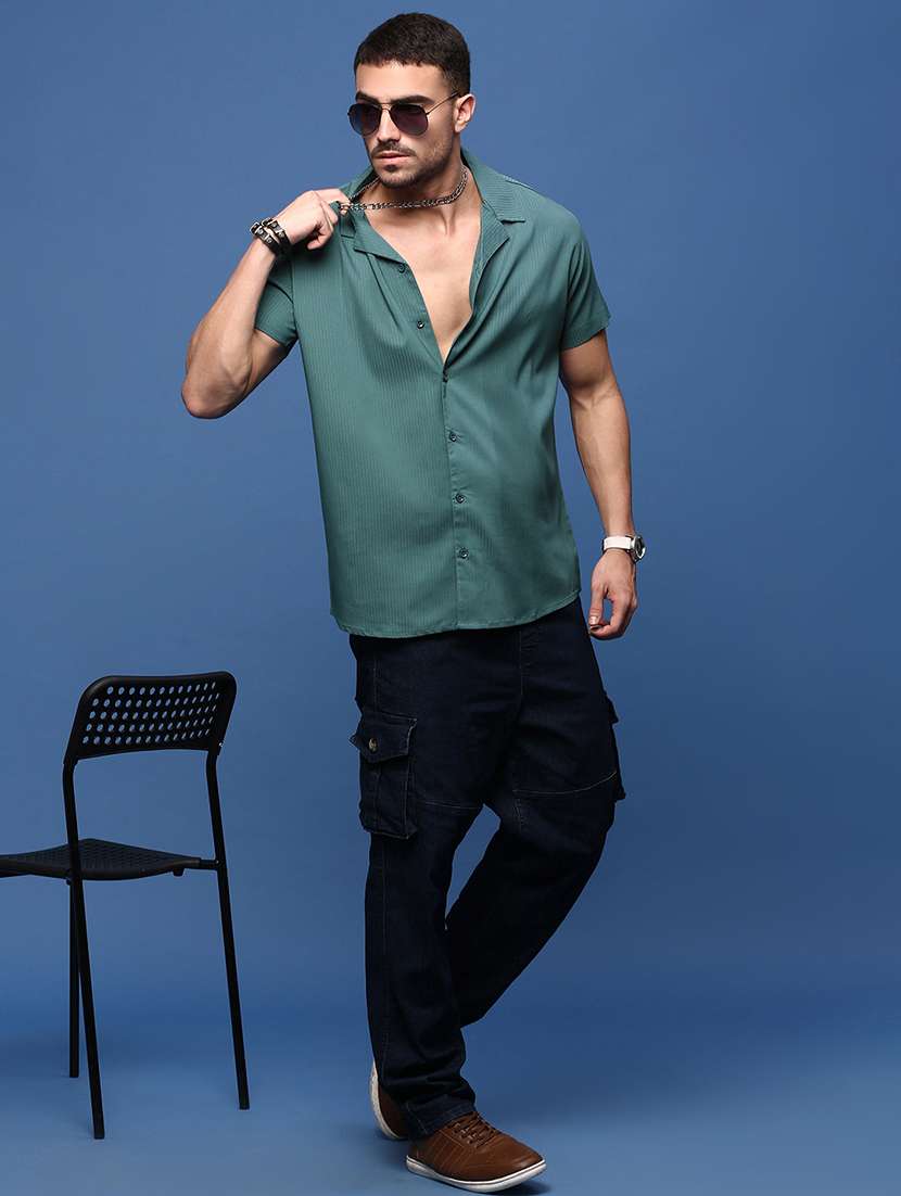 men self design short sleeves casual shirts - 21514731 -  Standard Image - 4