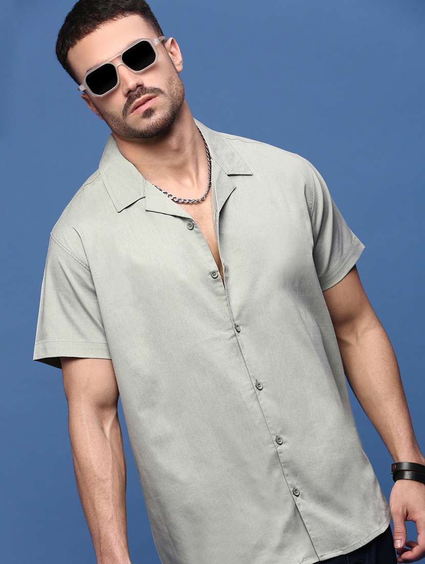men collared solid casual shirt - 21514735 -  Standard Image - 1
