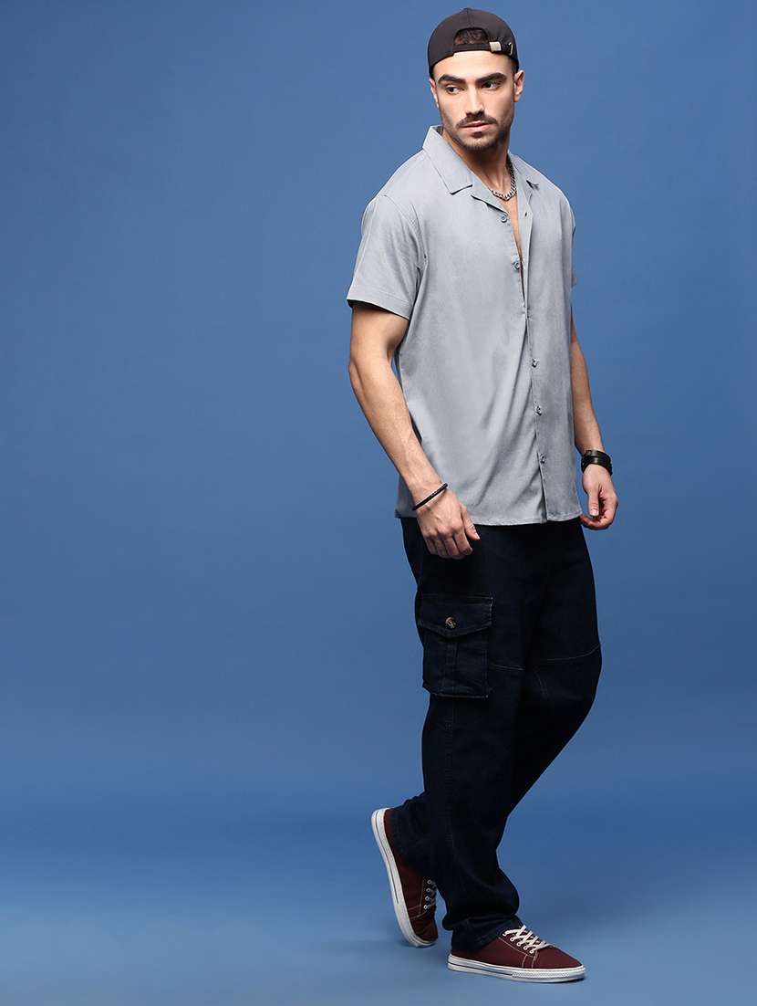 men grey cotton blend casual shirt - 21514736 -  Standard Image - 4