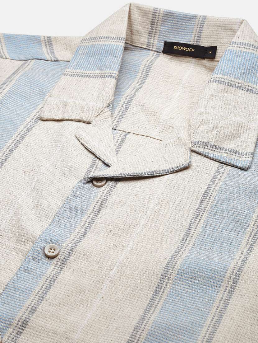 men cream cotton blend casual shirt - 21514744 -  Standard Image - 6