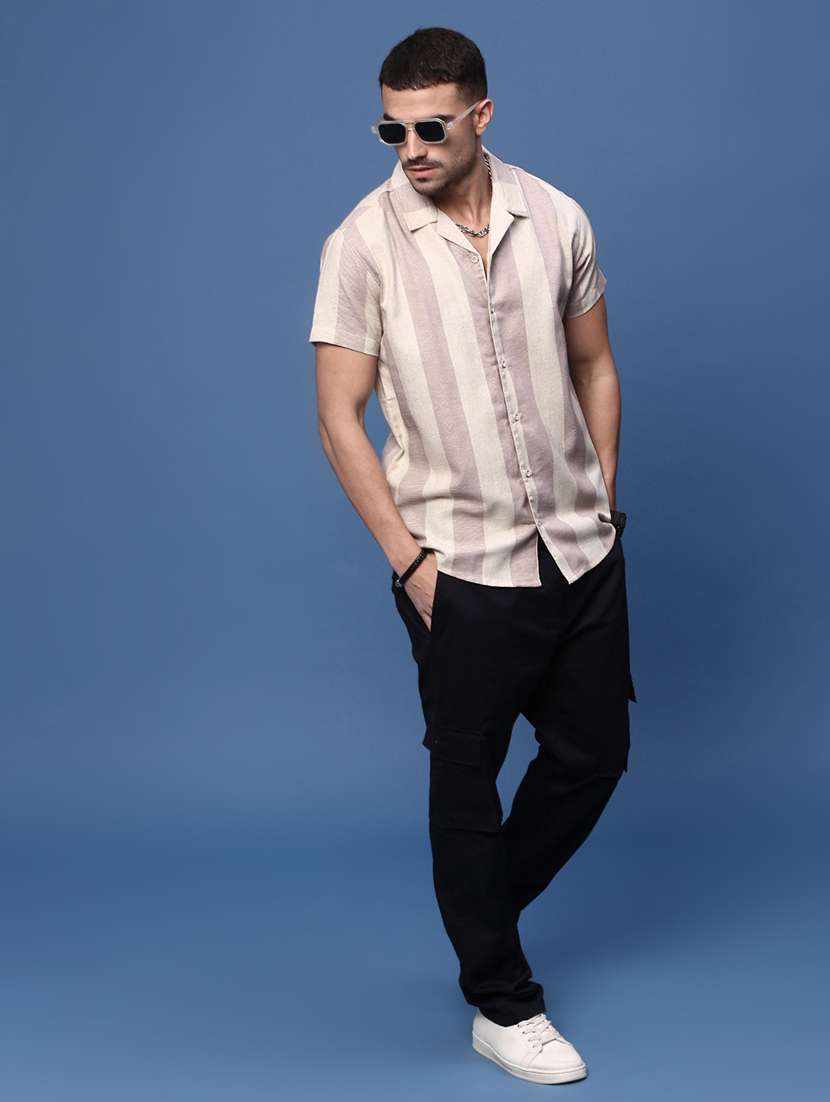 men lavender cotton blend casual shirt - 21514746 -  Standard Image - 4