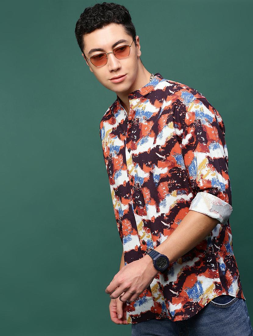 men printed long sleeves casual shirts - 21514750 - Standard Image - 1