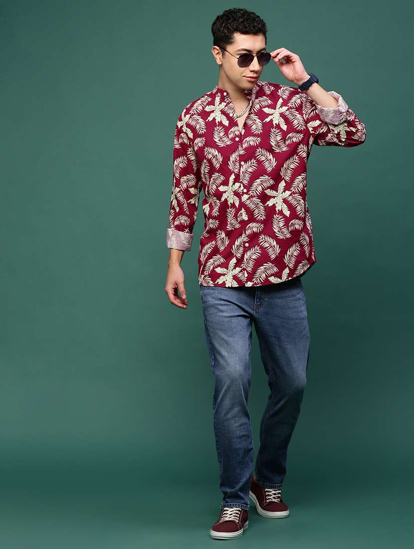 men maroon cotton blend casual shirt - 21514754 -  Standard Image - 4