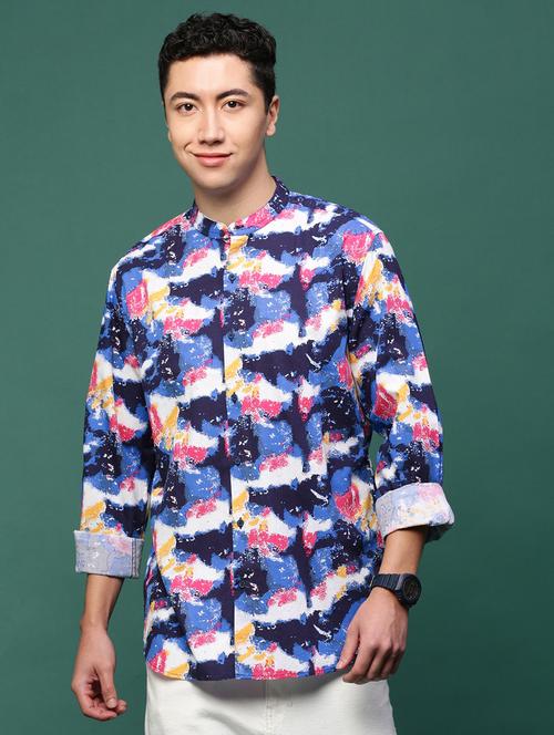 men blue printed casual shirt - 21514756 - Standard Image - 0