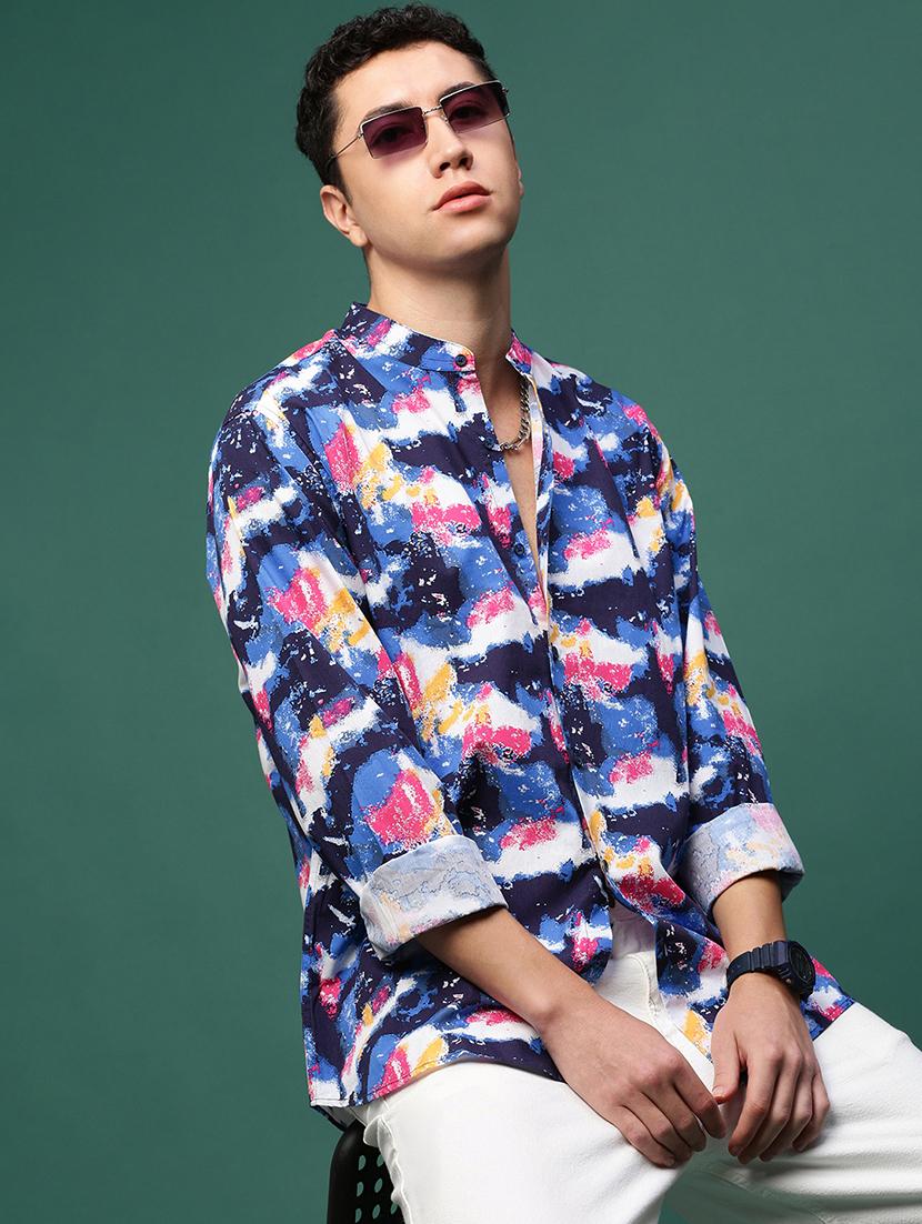 men blue printed casual shirt - 21514756 - Standard Image - 1