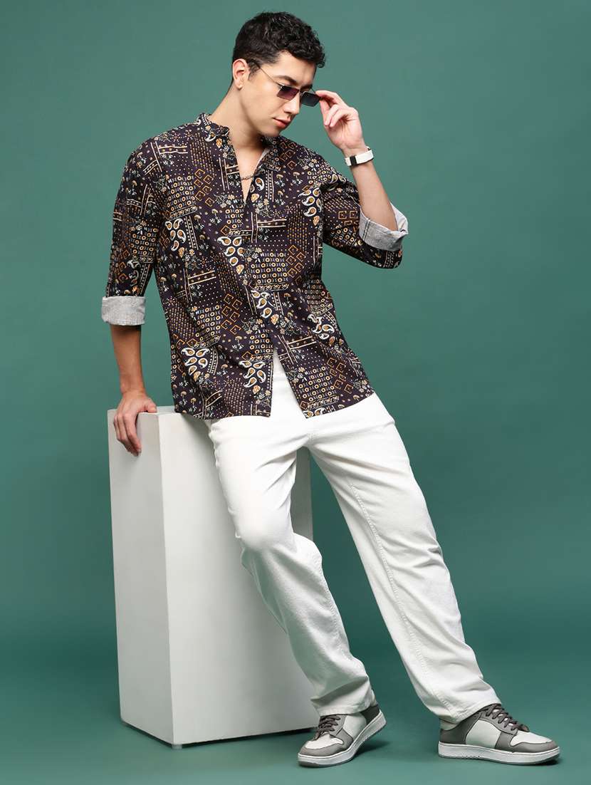 men printed long sleeves casual shirts - 21514760 -  Standard Image - 4