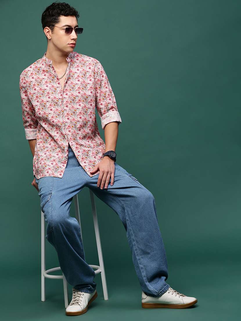 men florals long sleeves casual shirts - 21514768 -  Standard Image - 4