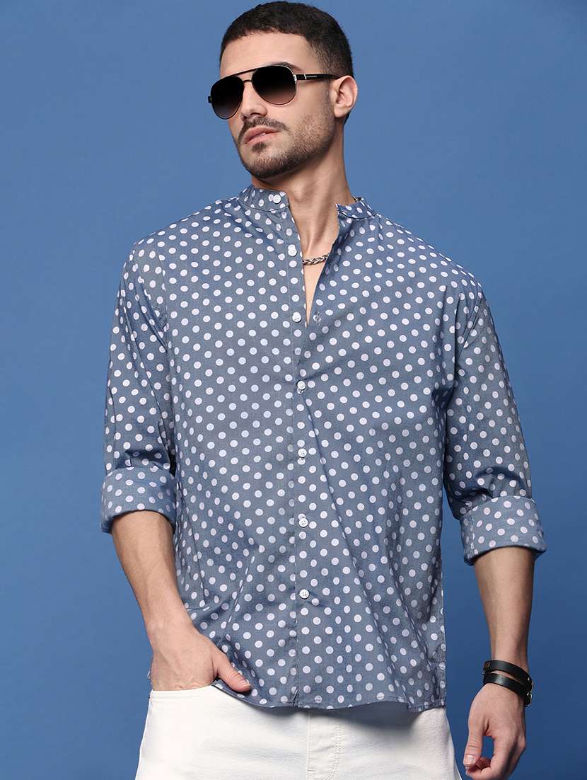 men polka dots long sleeves casual shirts - 21514773 -  Standard Image - 1