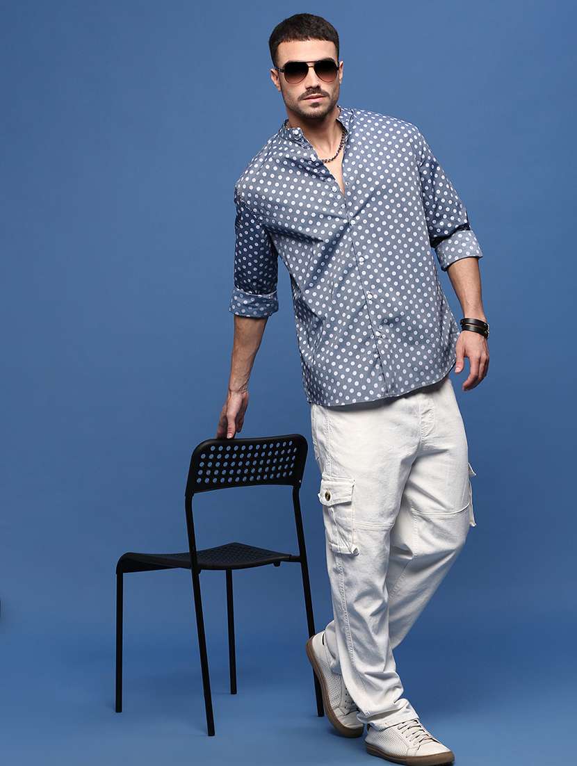 men polka dots long sleeves casual shirts - 21514773 -  Standard Image - 4