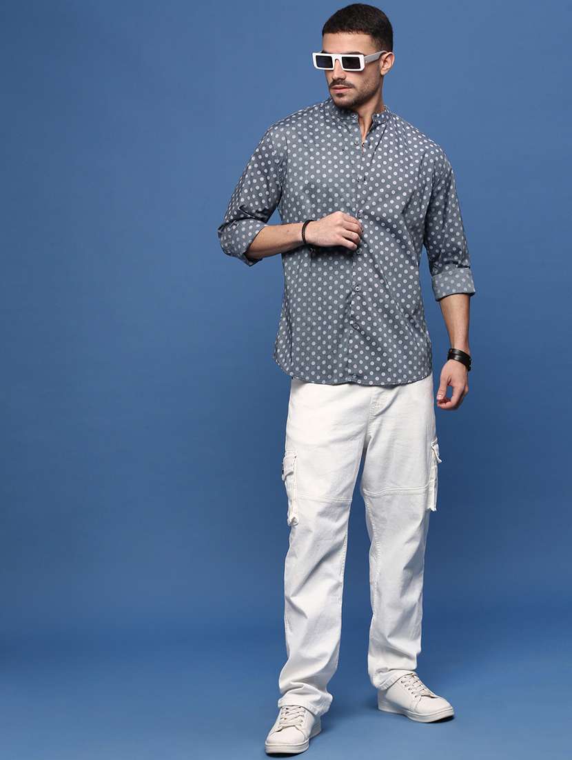men long sleeve polka dot printed casual shirt - 21514774 -  Standard Image - 4