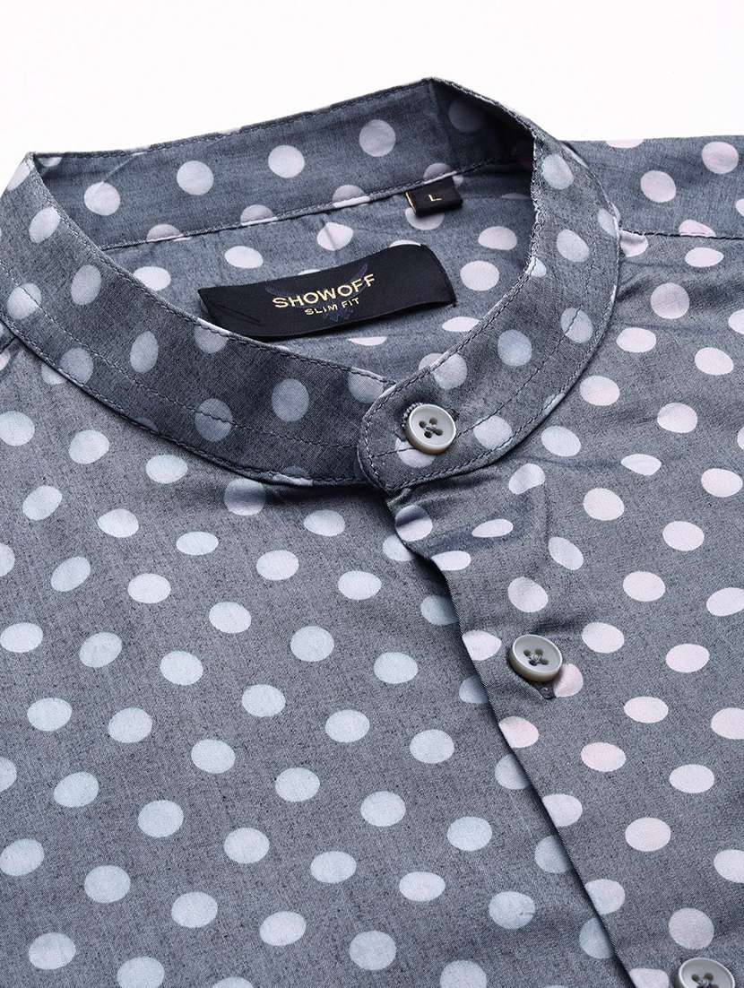 men long sleeve polka dot printed casual shirt - 21514774 -  Standard Image - 6