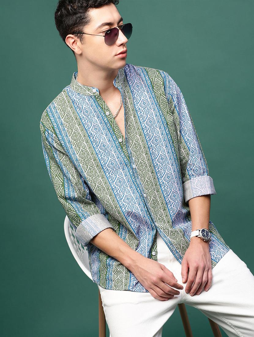 men long sleeve printed casual shirt - 21514775 -  Standard Image - 1