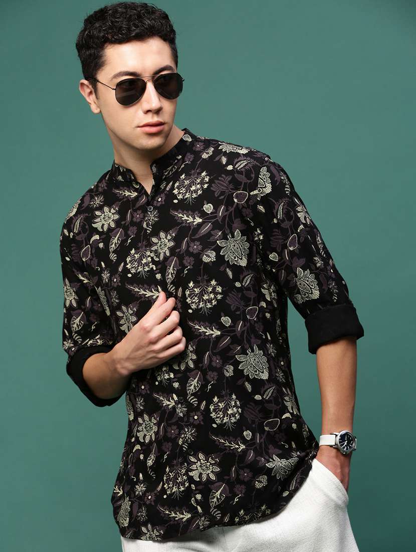 men black cotton blend casual shirt - 21514800 -  Standard Image - 1