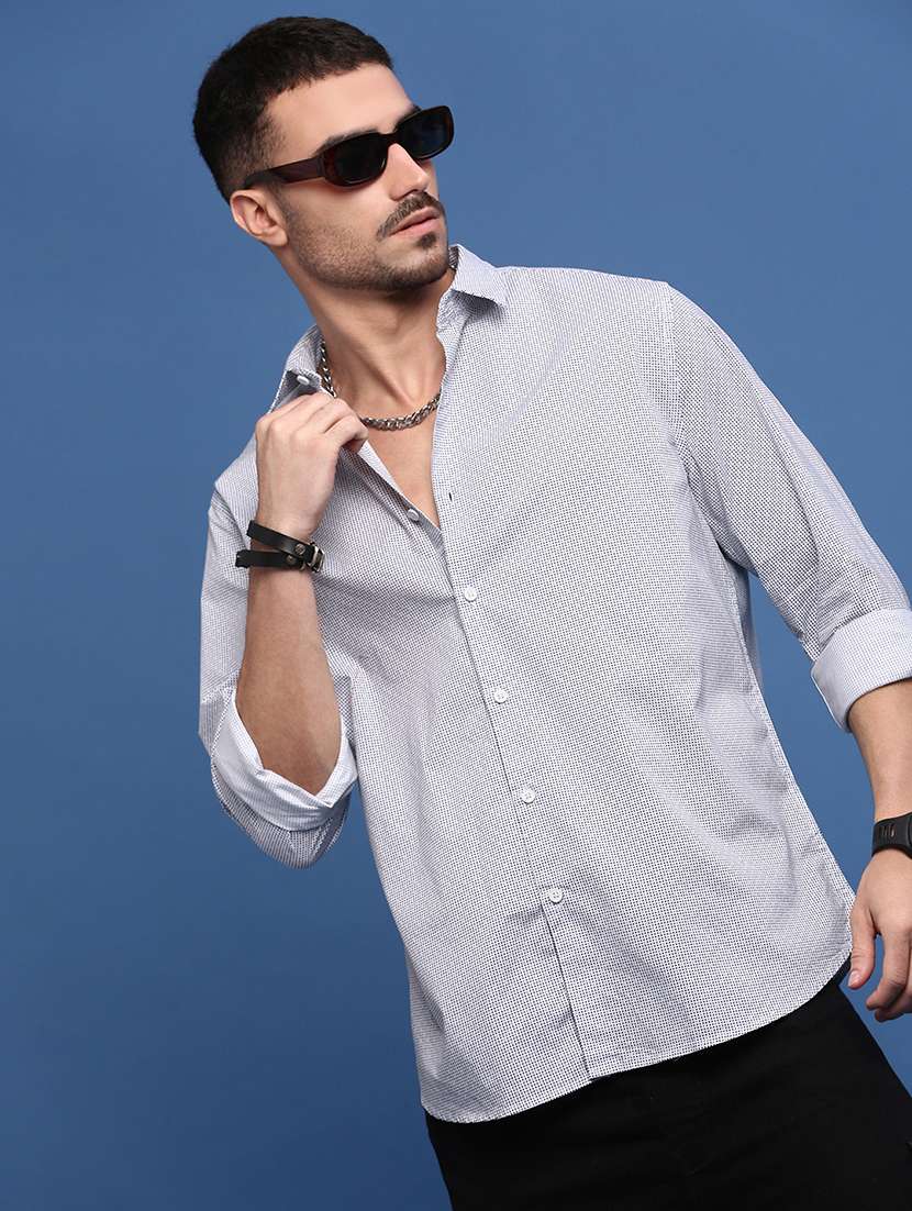 men white micro printed casual shirt - 21514806 -  Standard Image - 1