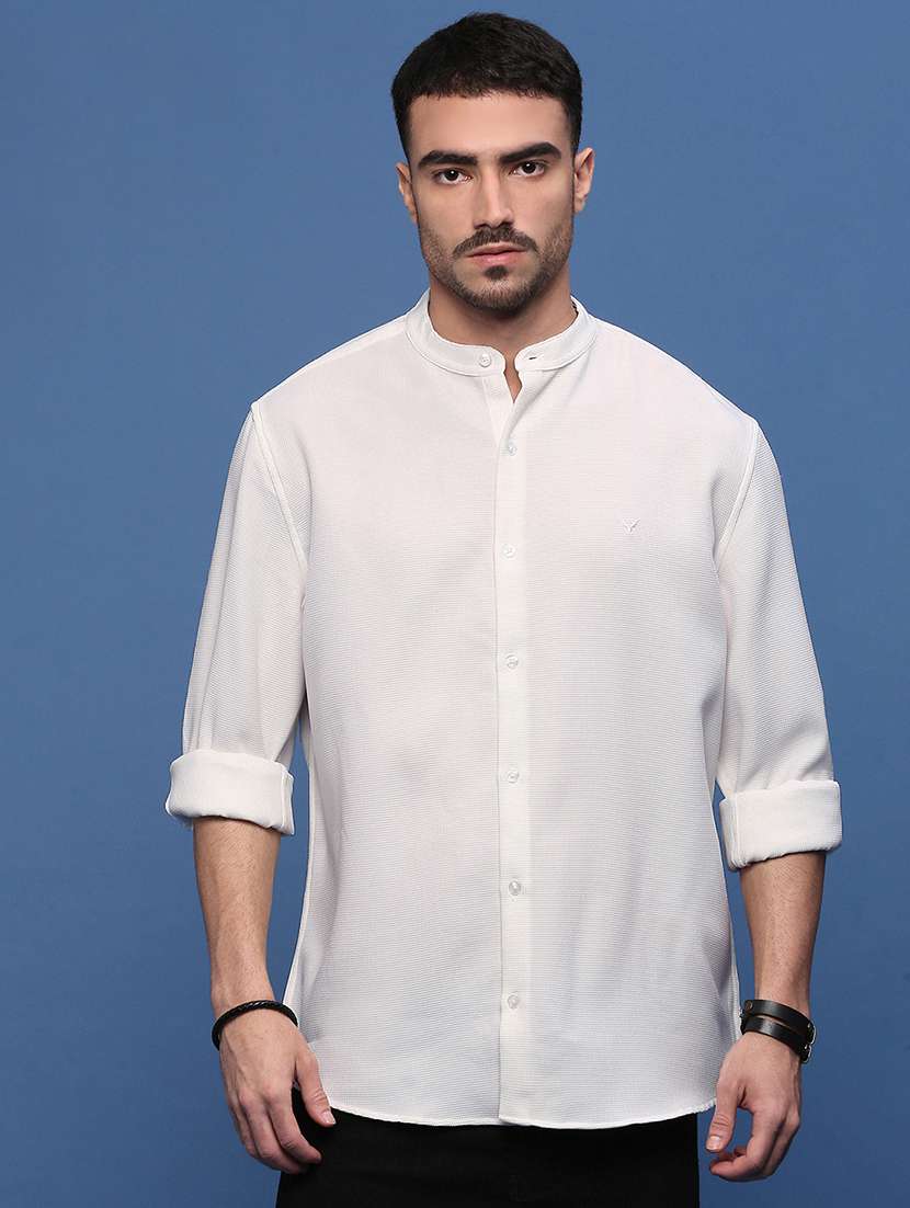men white cotton blend casual shirt
