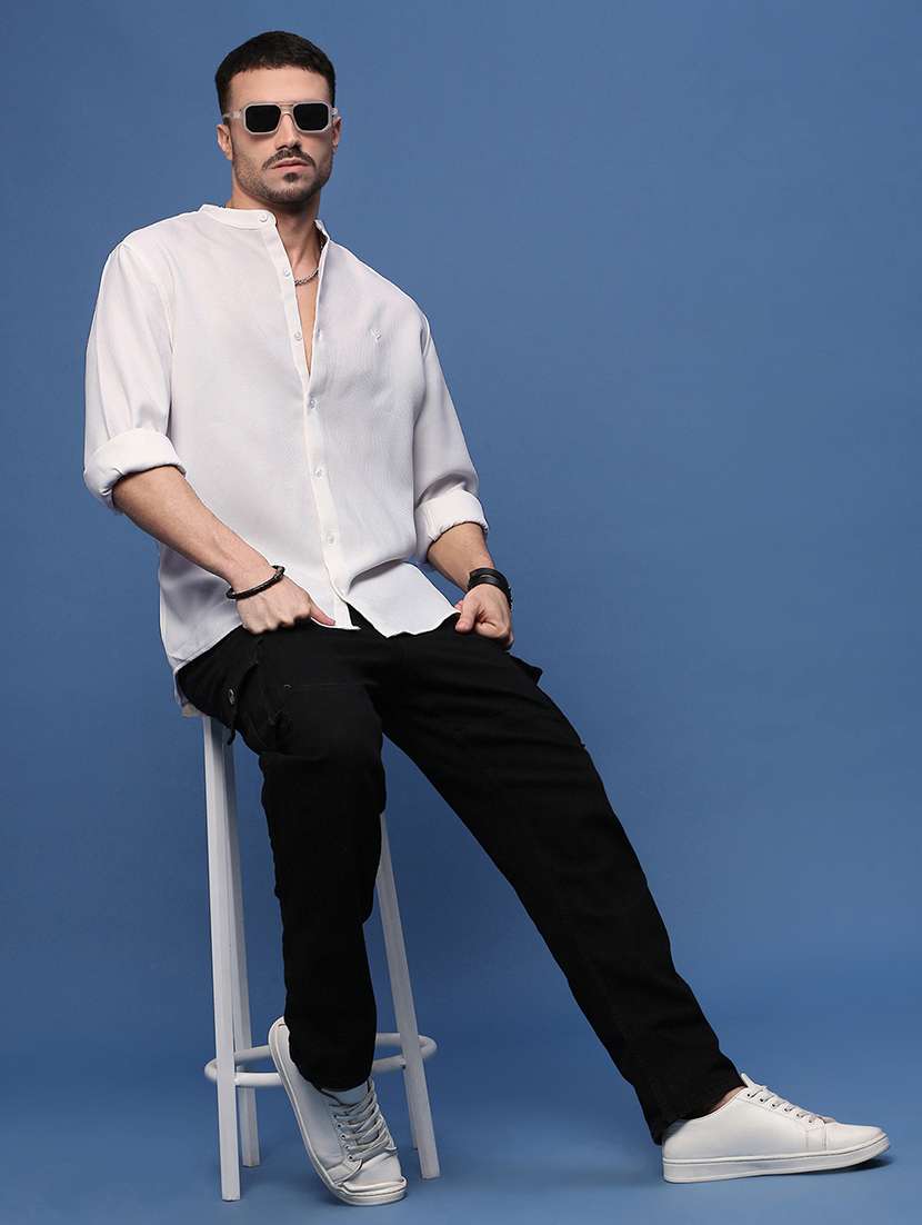 men white cotton blend casual shirt - 21514814 -  Standard Image - 4