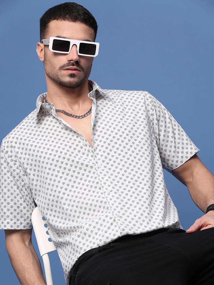 men white cotton blend casual shirt - 21514820 -  Standard Image - 1