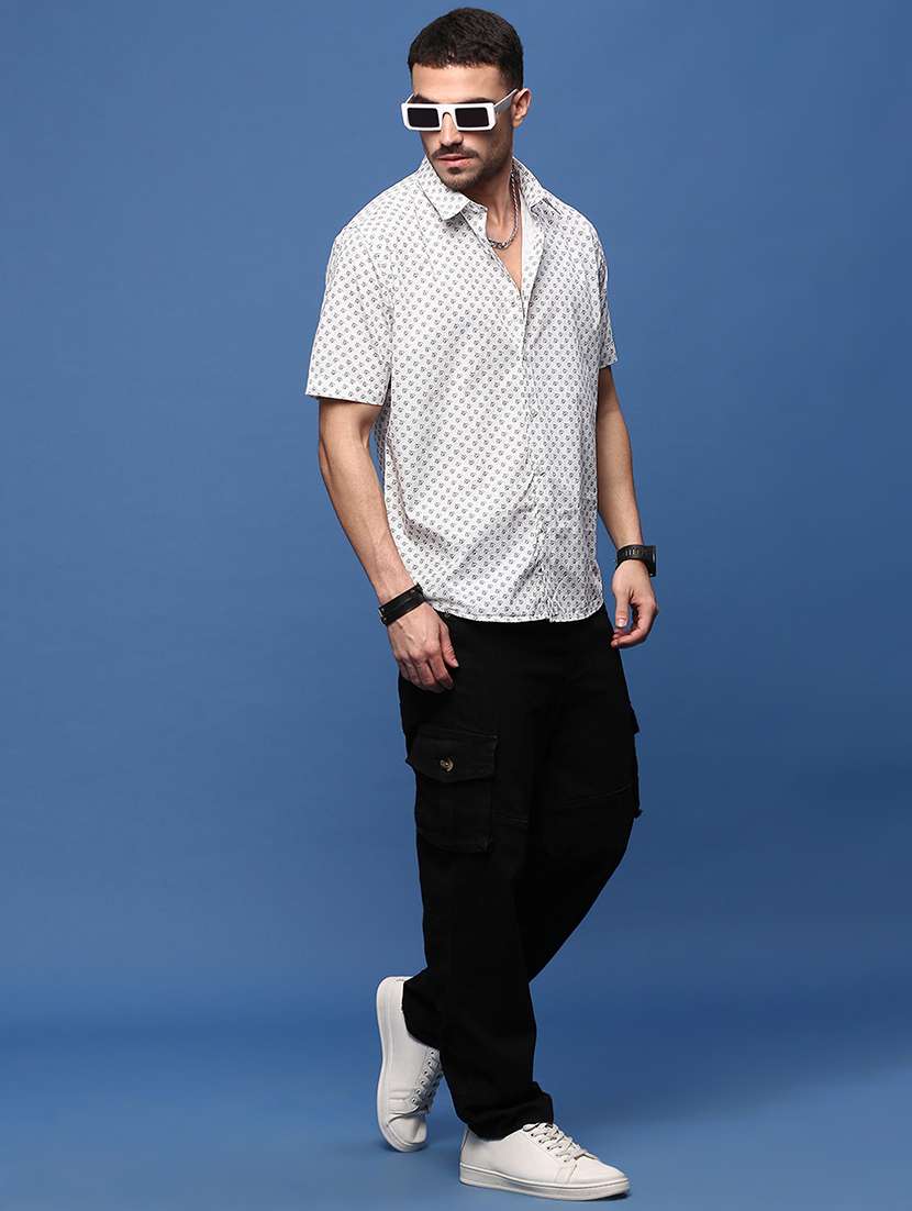 men white cotton blend casual shirt - 21514820 -  Standard Image - 4