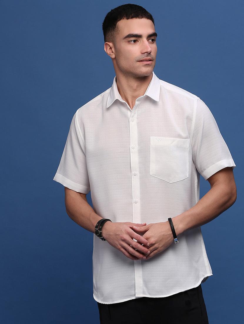 men solids short sleeves casual shirts - 21514828 -  Zoom Image - 0