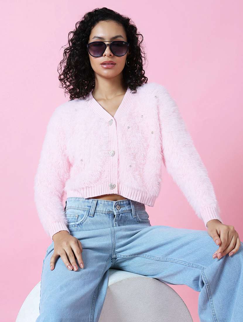 pink acrylic cardigan - 21514836 -  Standard Image - 1