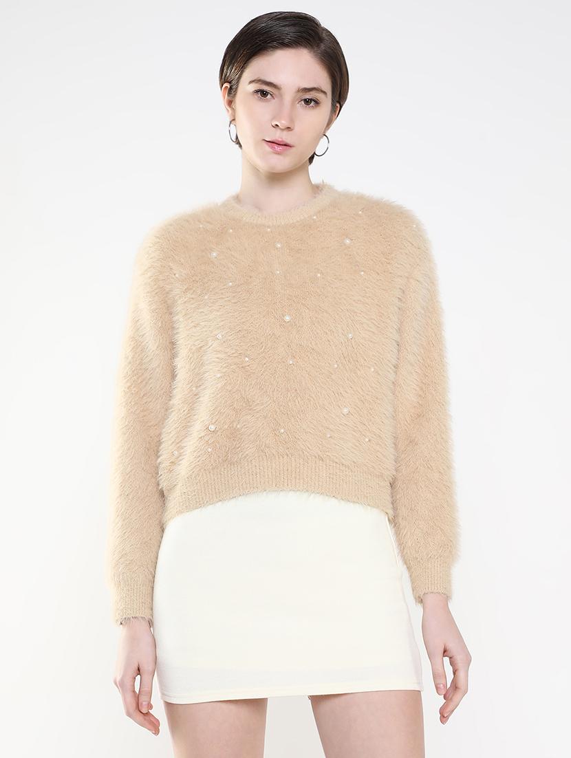 women beige self-designed pullover - 21514837 - Zoom Image - 0