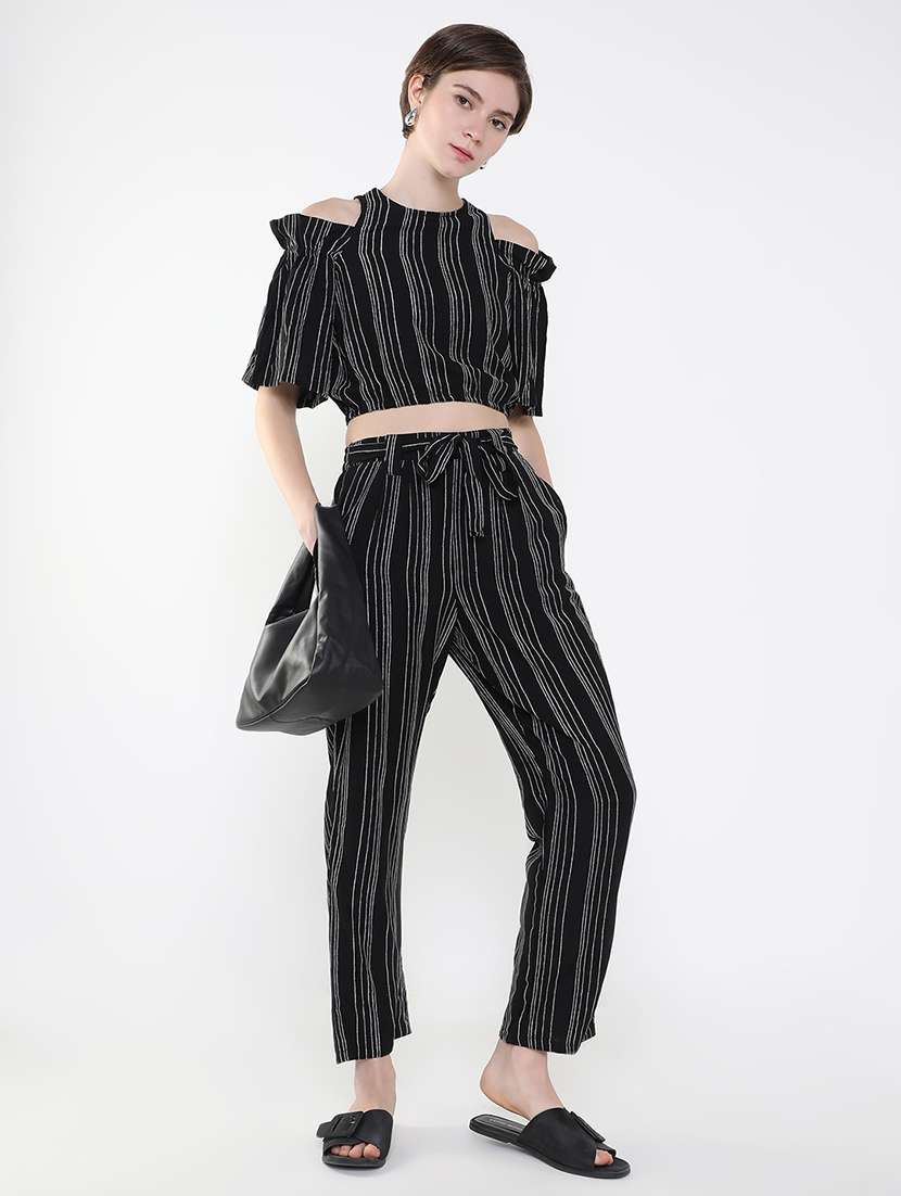 women black striped top and trouser co-ord set - 21514853 -  Standard Image - 1