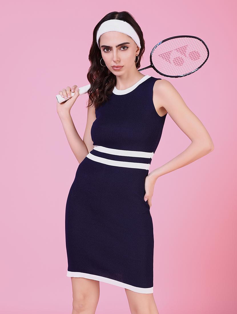 women navy blue stripes bodycon dress - 21514857 -  Standard Image - 1