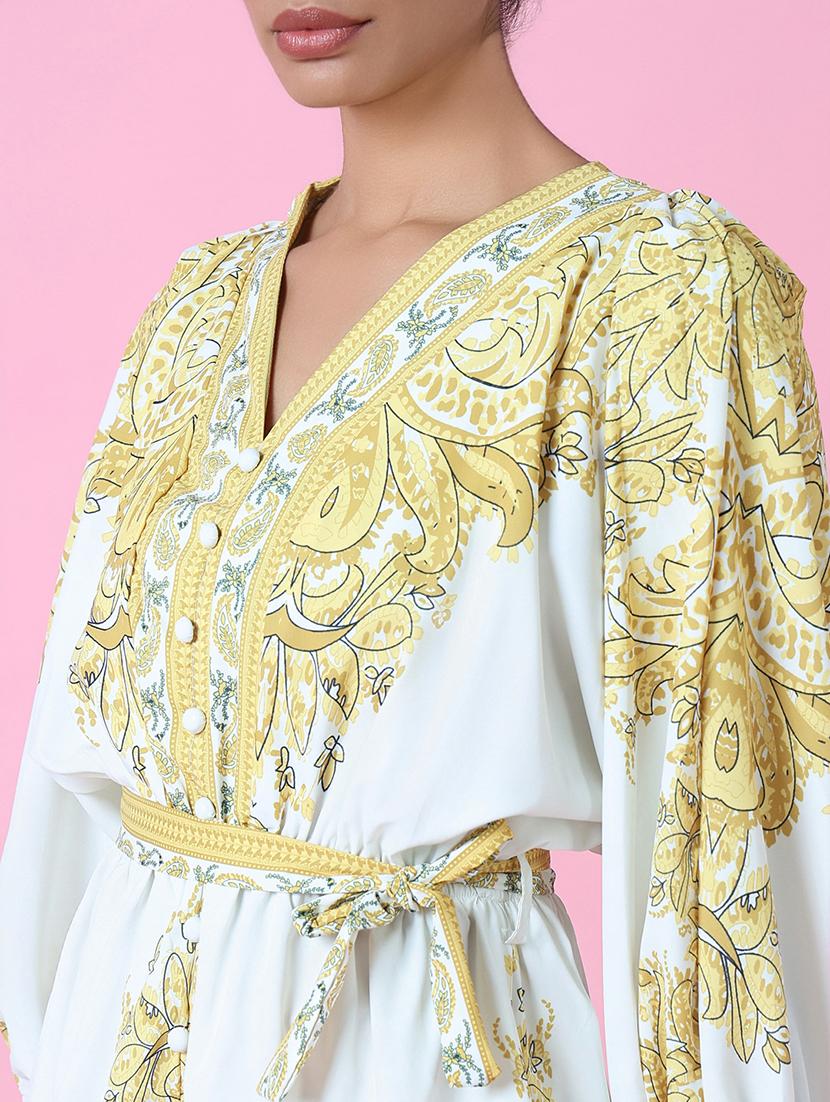 women printed v neck a-line dress - 21514881 - Standard Image - 6