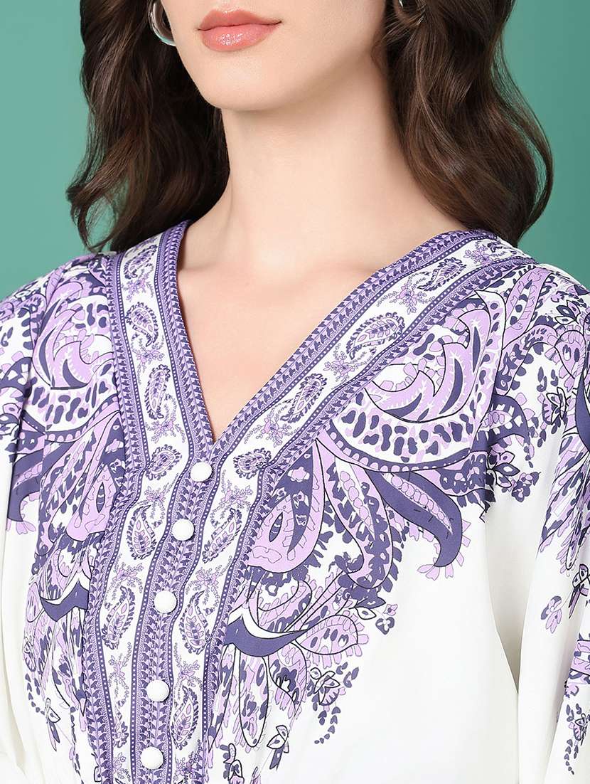 women white printed fit & flare dress - 21514882 -  Standard Image - 6