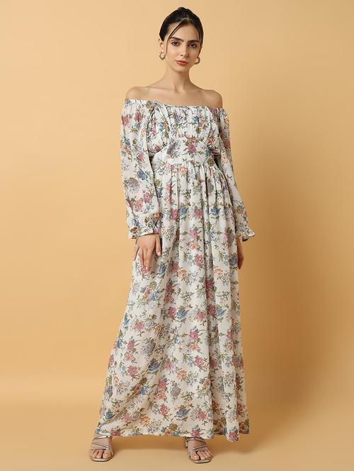 women floral printed off shoulder maxi dress - 21514890 -  Standard Image - 0