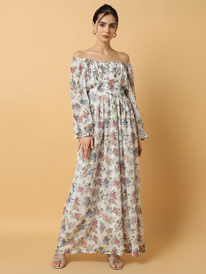 women floral printed off shoulder maxi dress - 21514890 -  Zoom Image - 0