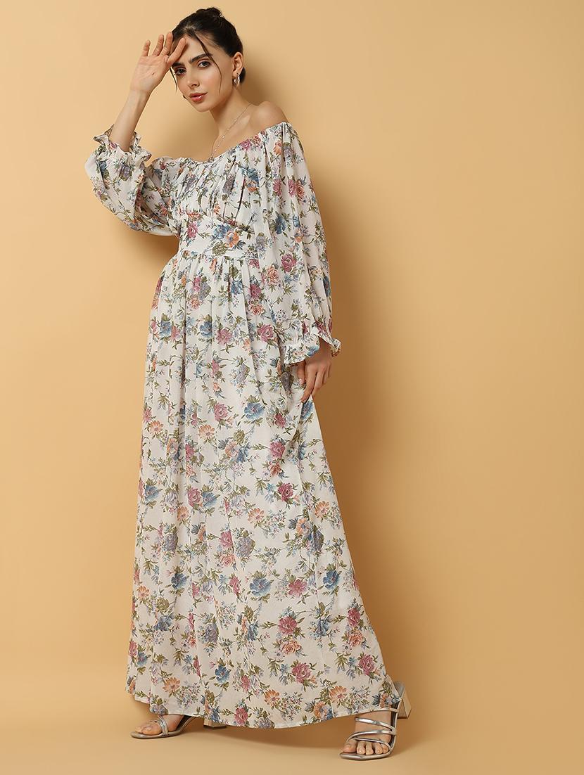 women floral printed off shoulder maxi dress - 21514890 -  Standard Image - 1