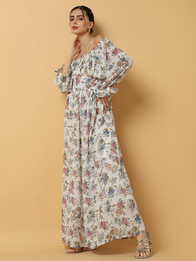 women floral printed off shoulder maxi dress - 21514890 - Standard Image - 4