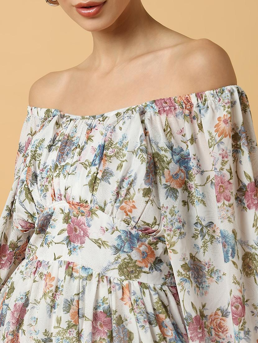 women floral printed off shoulder maxi dress - 21514890 - Standard Image - 6