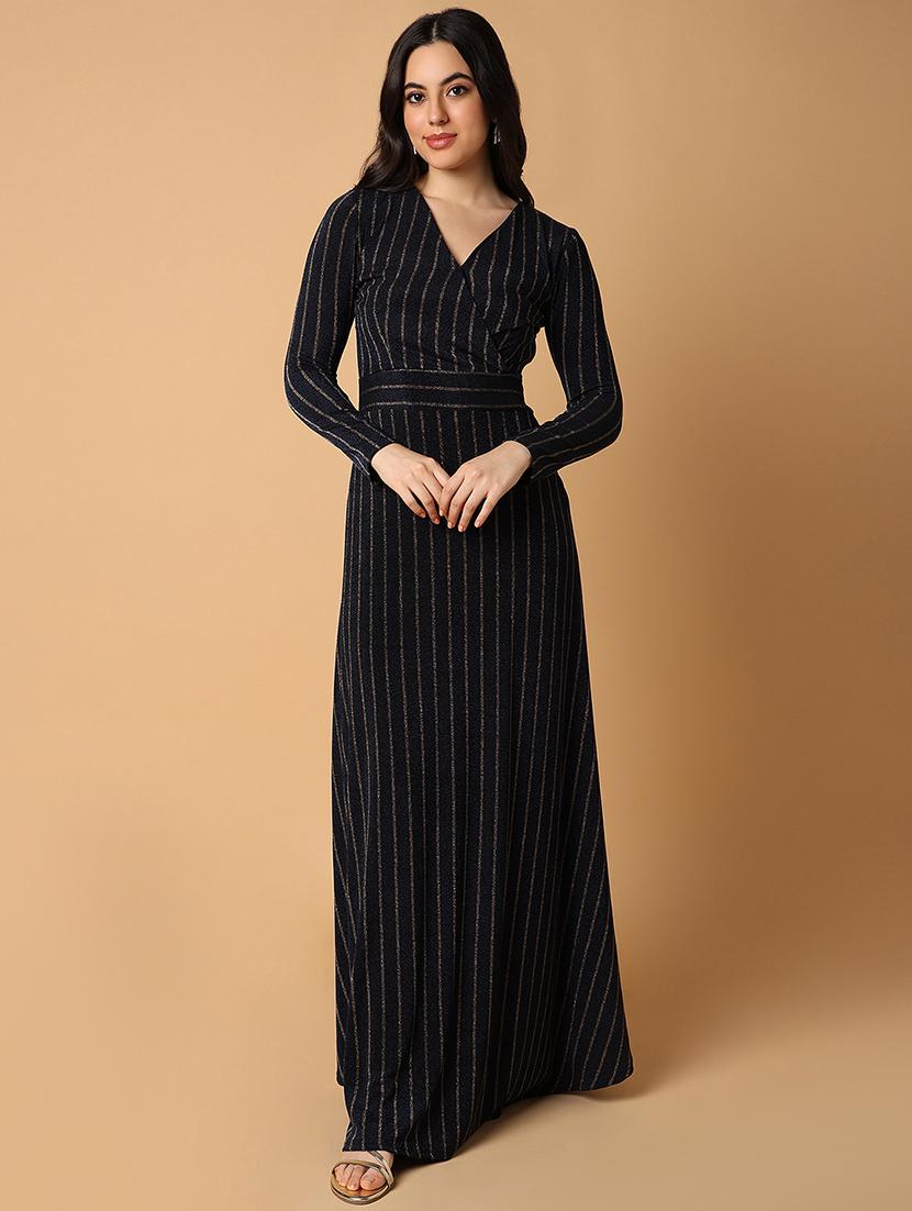 women black stripes a-line dress - 21514896 - Zoom Image - 0