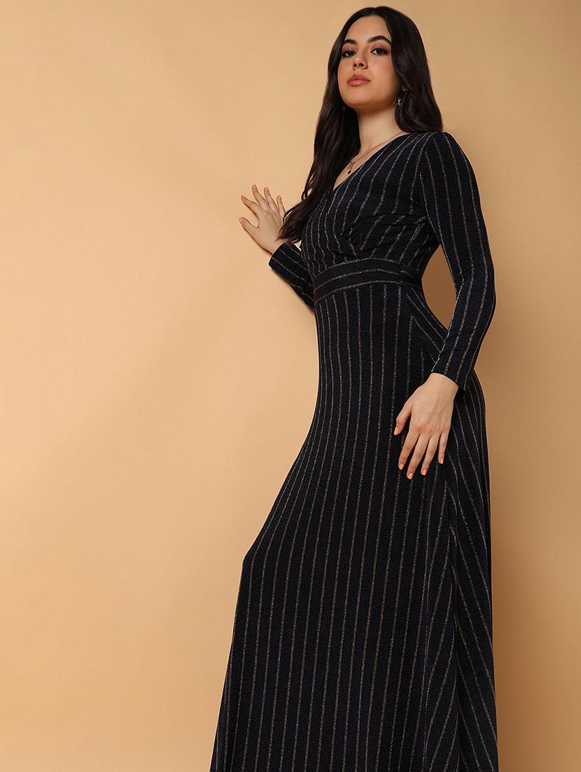 women black stripes a-line dress - 21514896 - Standard Image - 1