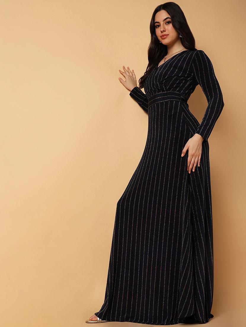 women black stripes a-line dress - 21514896 - Standard Image - 4