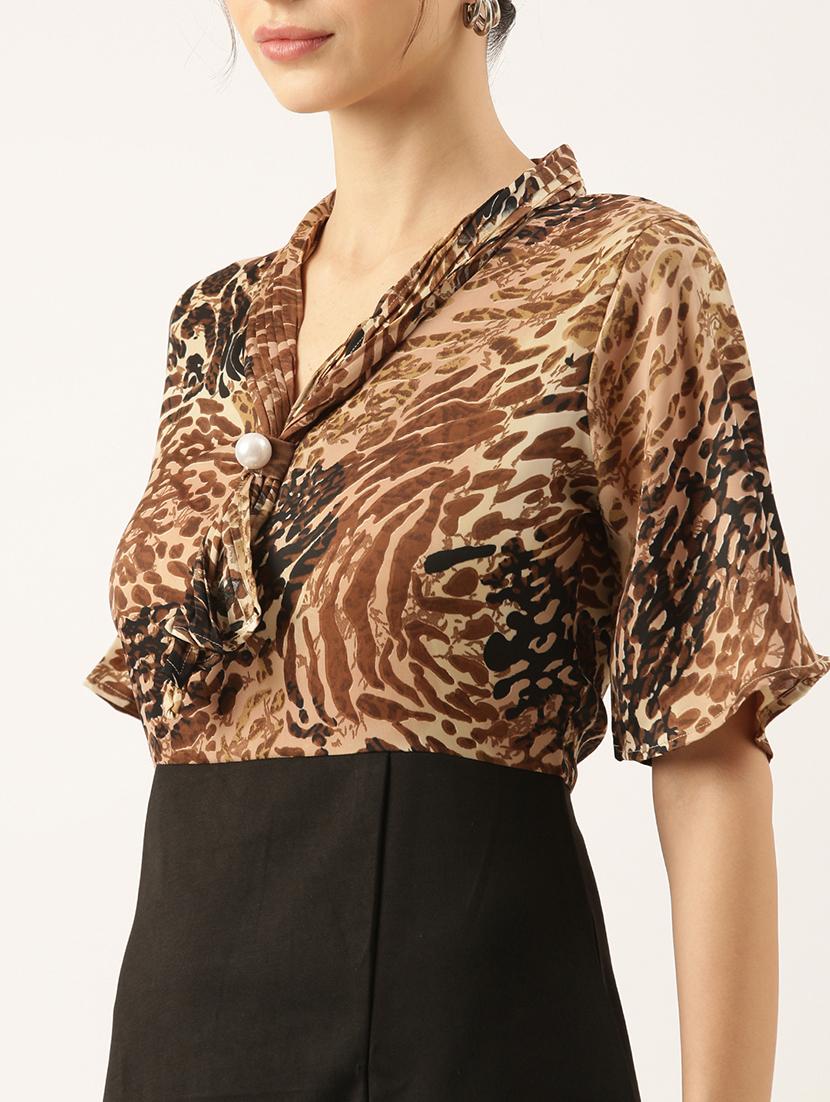 women printed v neck sheath dress - 21514898 - Standard Image - 6