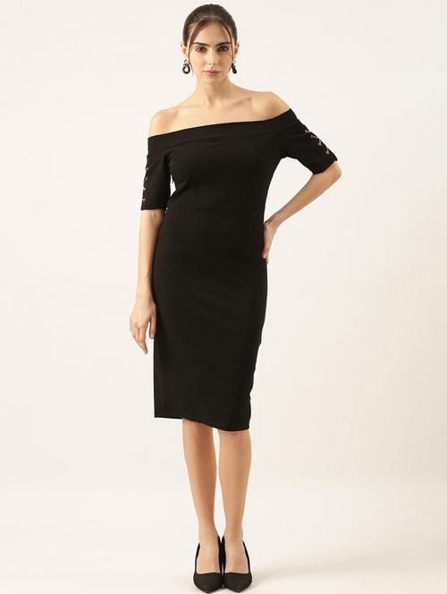women black solid bodycon dress - 21514901 -  Standard Image - 0