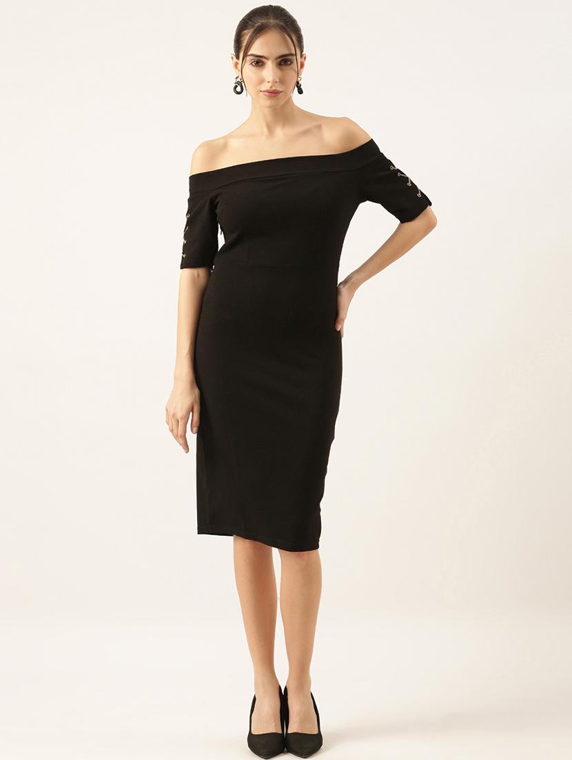 women black solid bodycon dress - 21514901 -  Zoom Image - 0