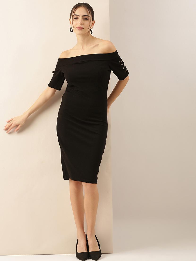 women black solid bodycon dress - 21514901 - Standard Image - 4